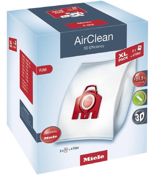 Miele AirClean 3D XL Pack: 8 Miele FJM Bags